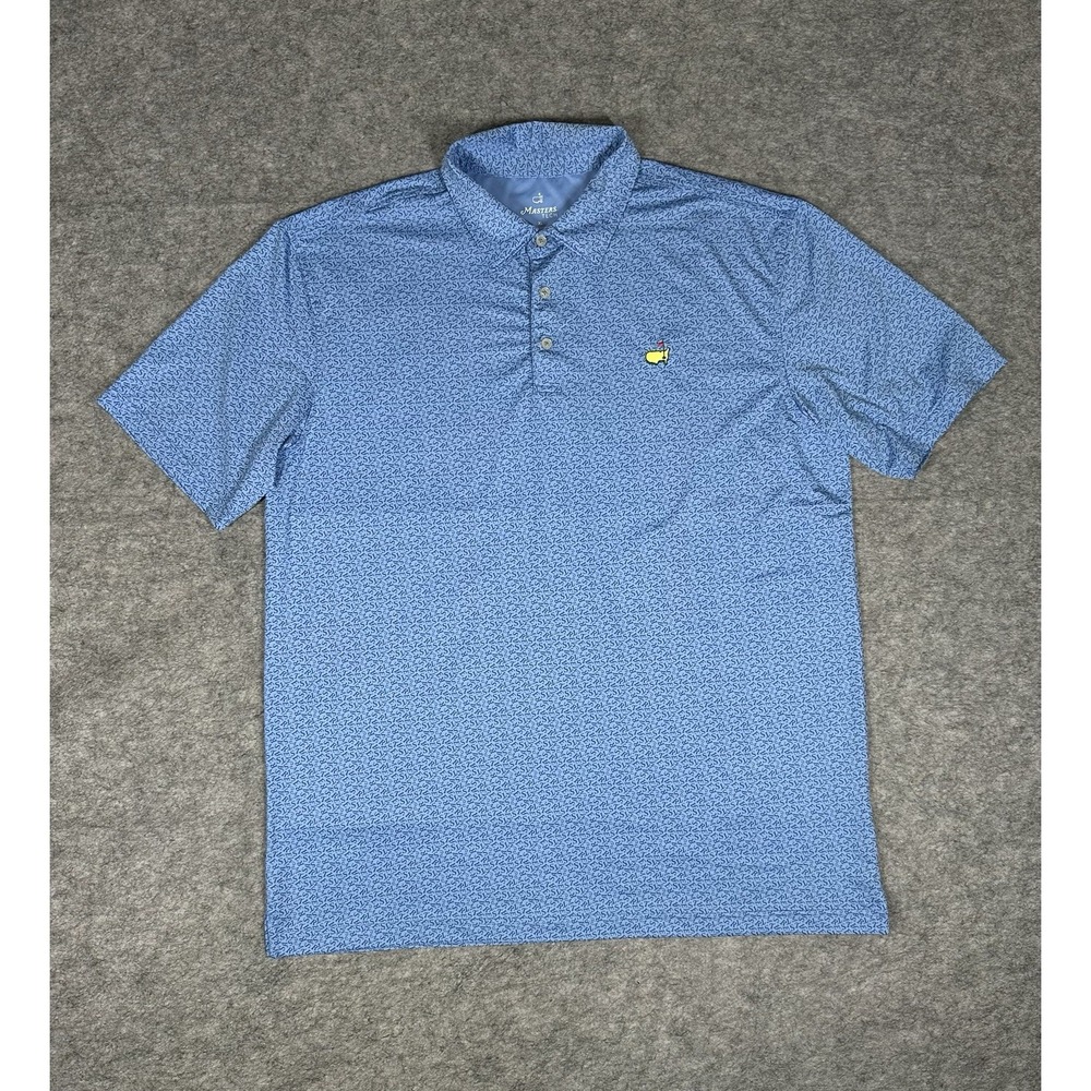 Masters Tech Golf Shirt Men XL Gray All Over Print Tech Polo Augusta Map Logo